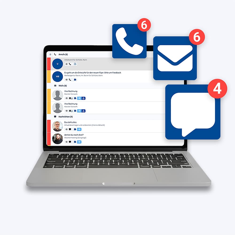 Anrufe, Mails und Nachrichten gebündelt in infra-struktur